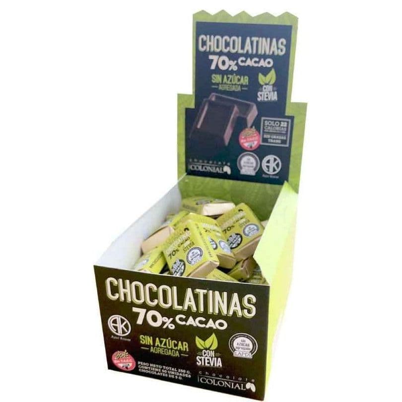 Chocolatinas Sin Azúcar con Stevia - Amargo Dietético