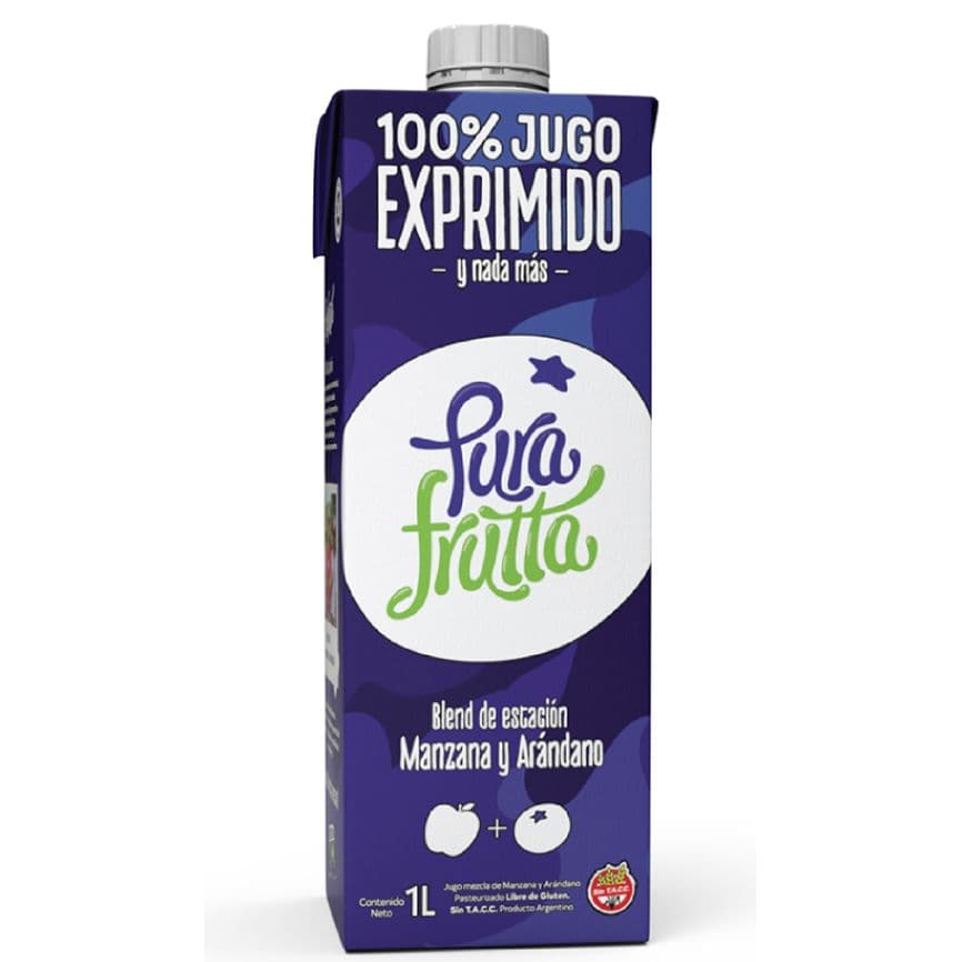 100% Jugo Exprimido Manzana y Arándanos Pura Frutta