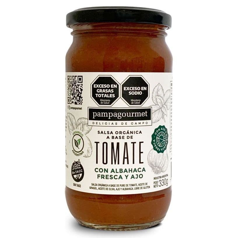 Salsa de Tomate Orgánica - Con albahaca fresca y Ajo