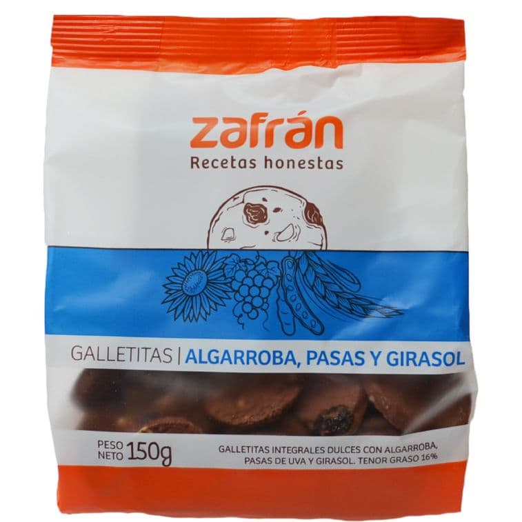 Galletitas saludables Algarroba, pasas y girasol Zafrán