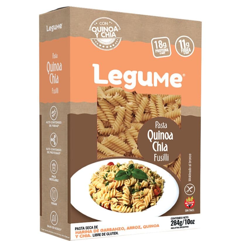 Pasta Fusilli - Legume Quinoa y Chia Legume