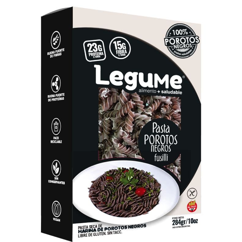 Pasta Fusilli - Legume - Porotos negros