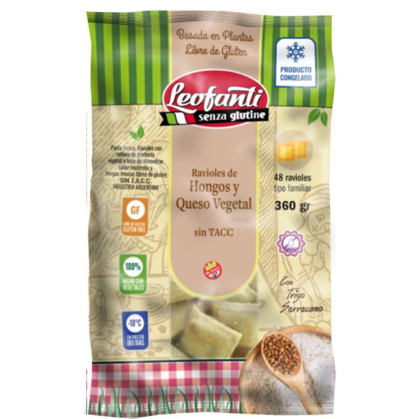 Ravioles Hongos y Queso Vegetal Leofanti Senza Glutine