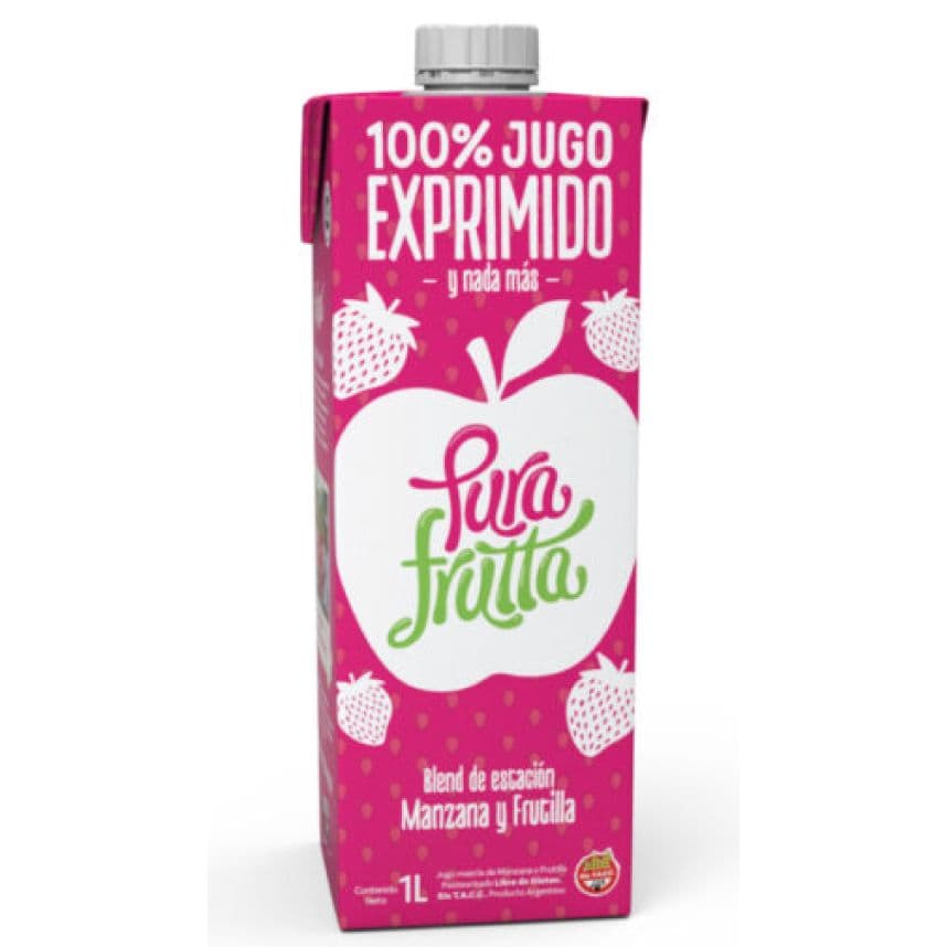 100% Jugo Exprimido Manzana y Frutilla Pura Frutta