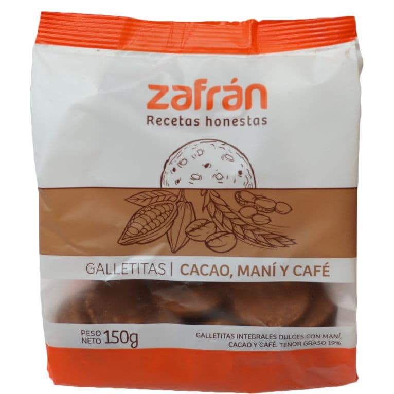 Galletitas saludables Cacao, maní y café Zafrán