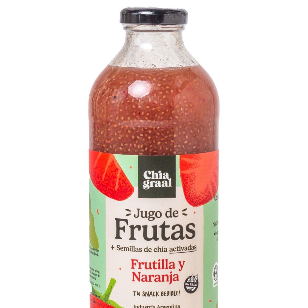 Jugo de frutas con semillas de chia - Frutilla y Naranja
