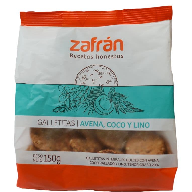 Galletitas saludables Avena, coco y lino Zafrán